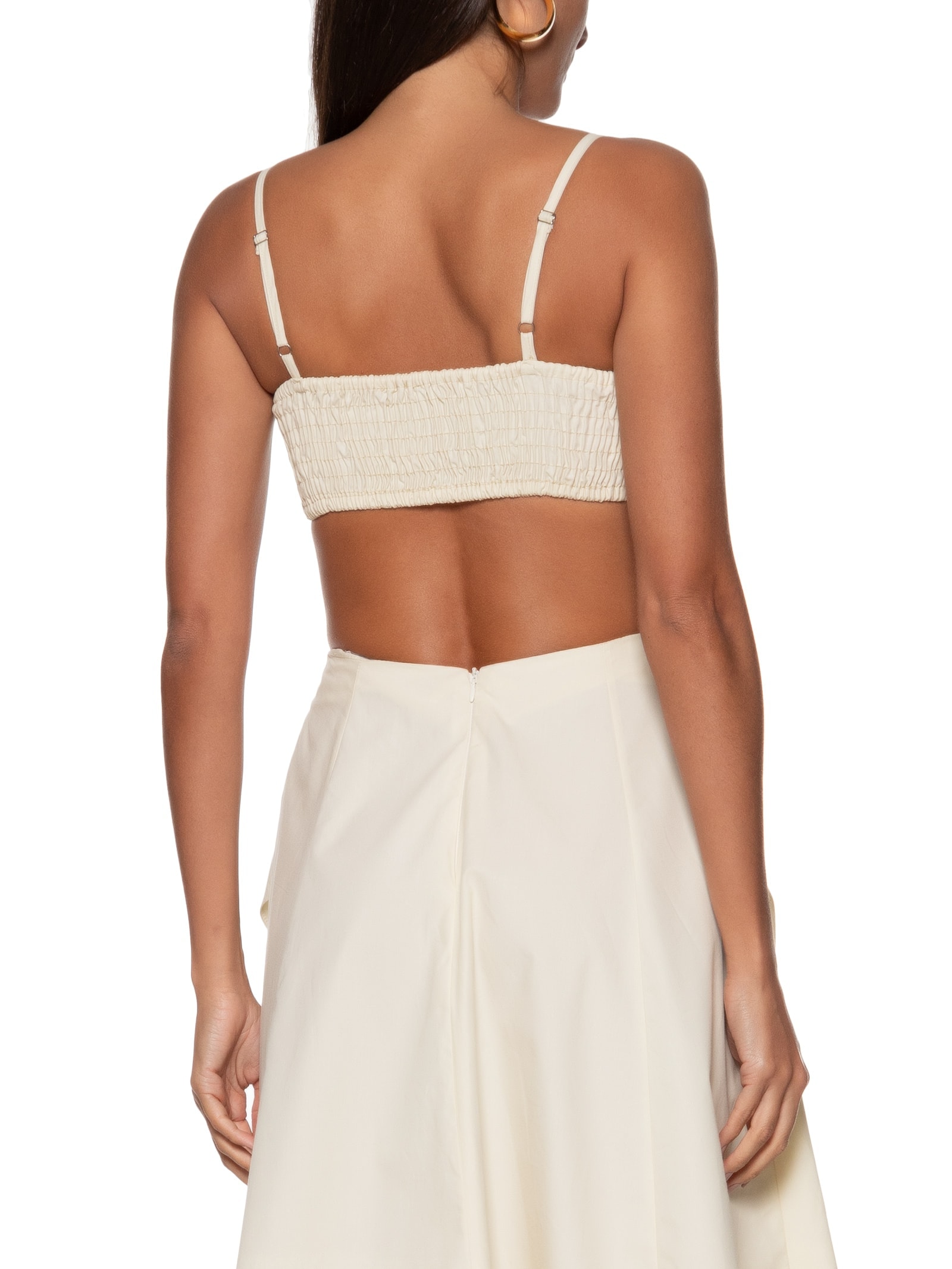 Top Mini Com Recorte Liso Bege Cacay
