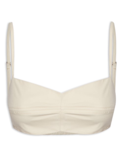 Top Mini Com Recorte Liso - Bege