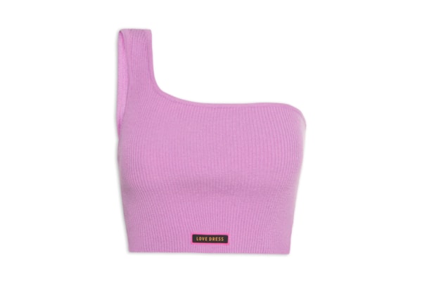 Top Ombro Só Canelado Tricot - Roxo