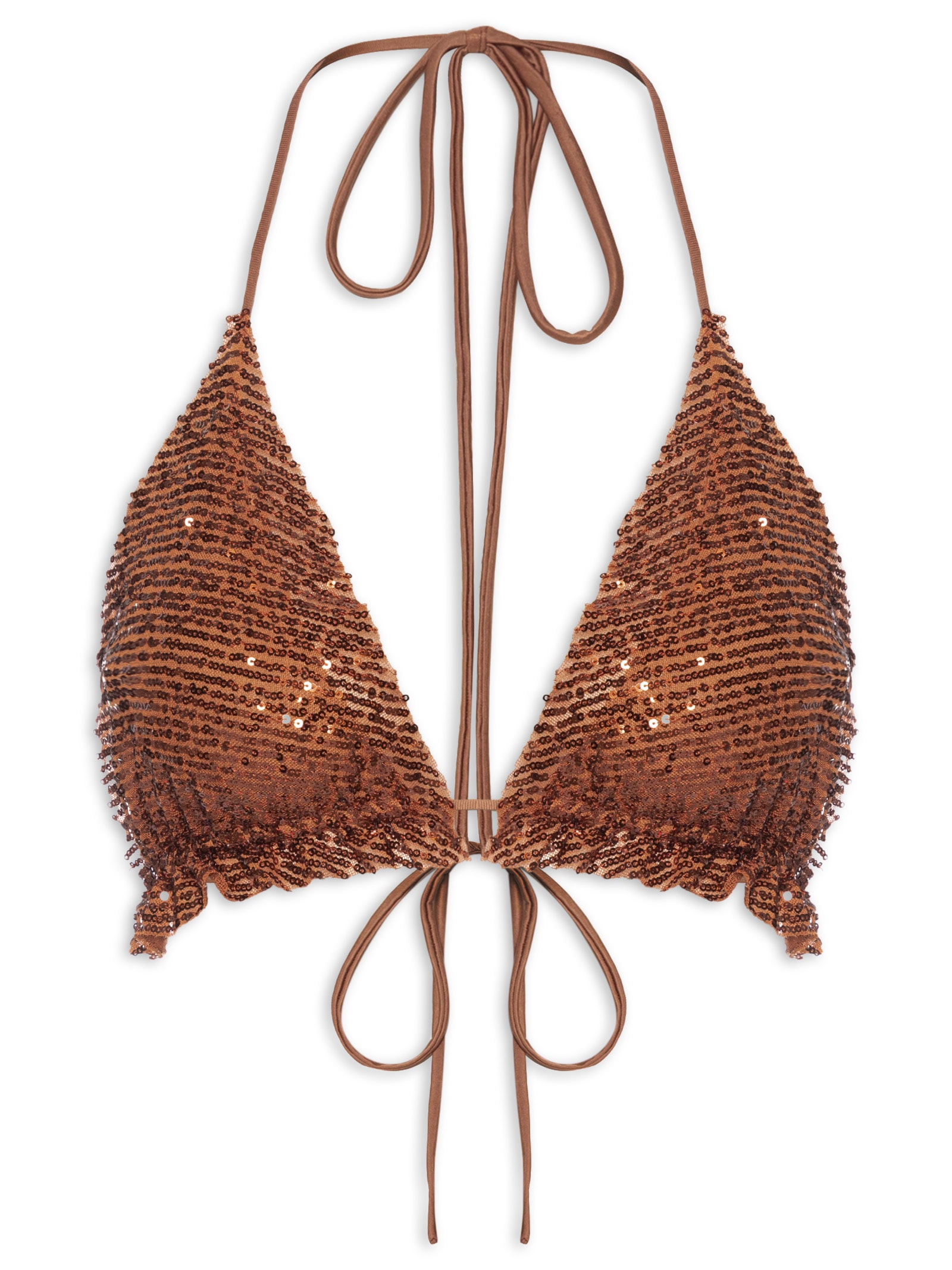 Top Paetê Bicolor Marrom Dress To