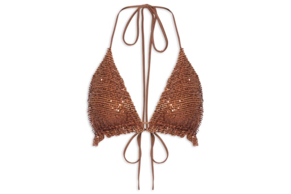 Top Paetê Bicolor - Marrom