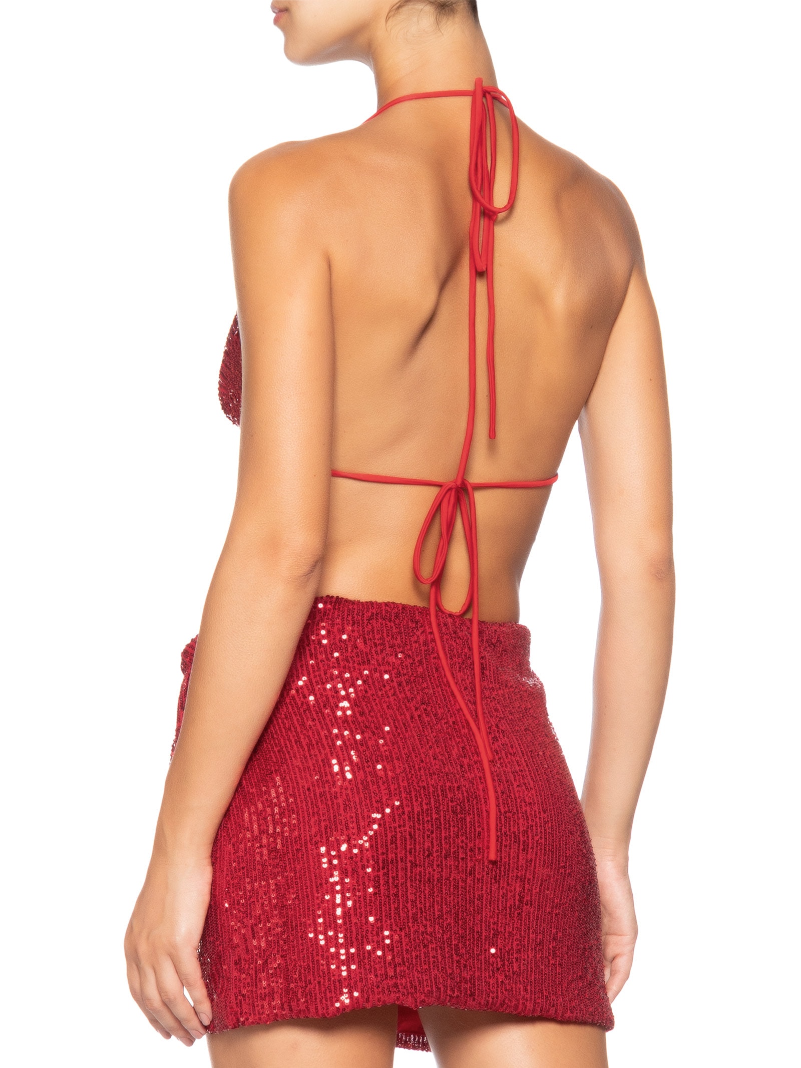 Top Paetê Bicolor Vermelho Dress To