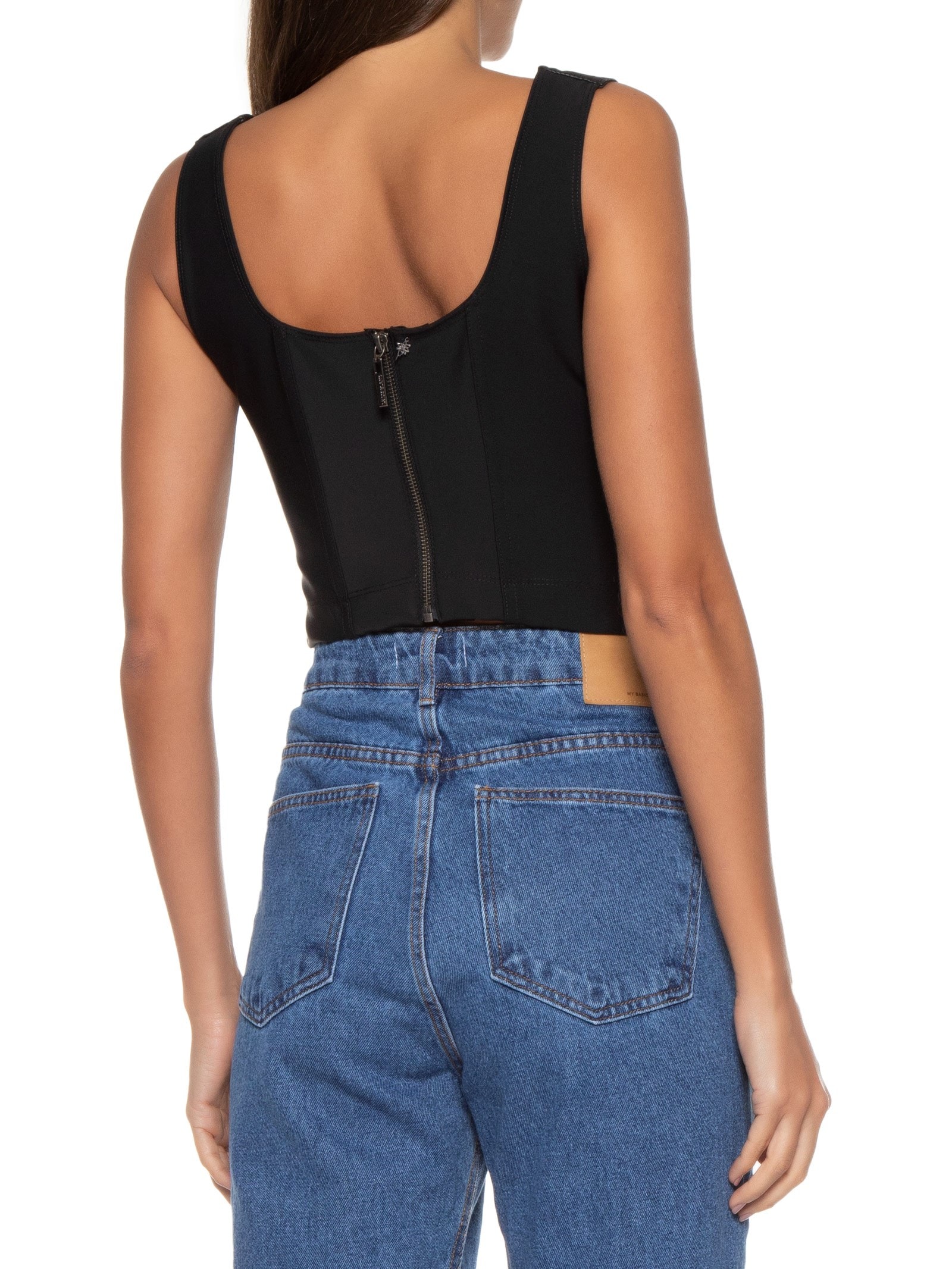 Top Pamela Couro Preto Le Lis