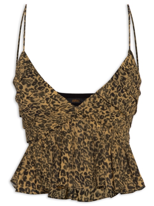 Top Peplum Onça Solsticio – Animal Print