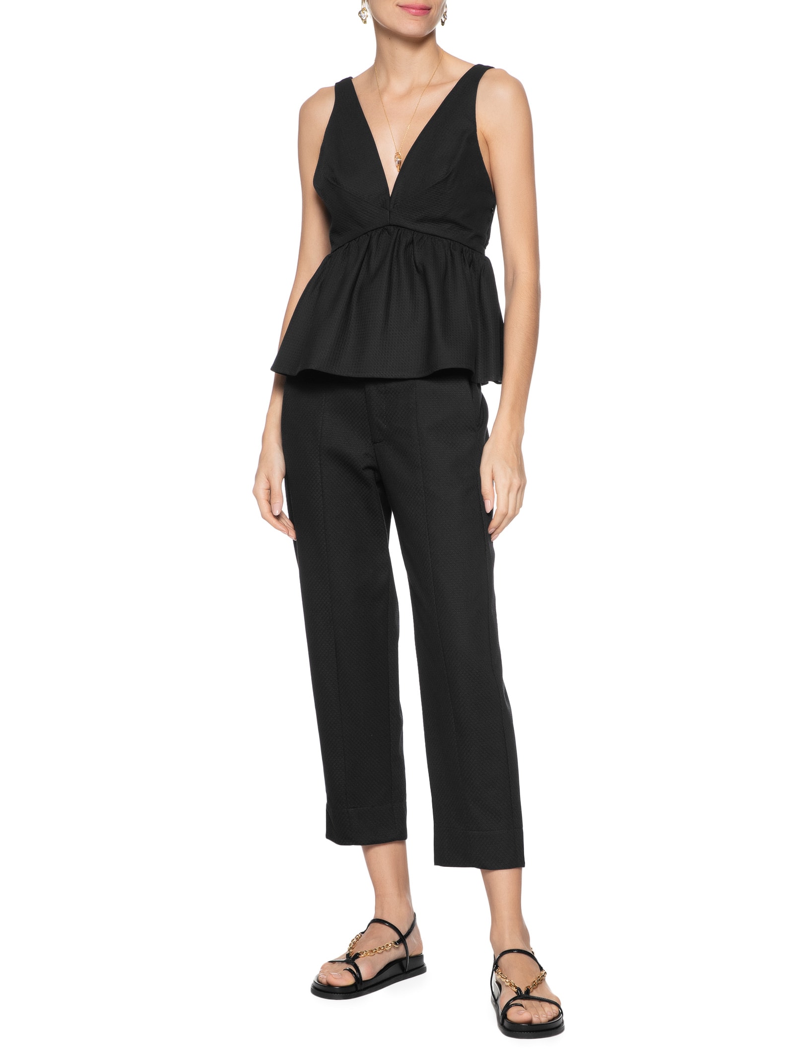 Animale - Top Peplum Piquet - Preto