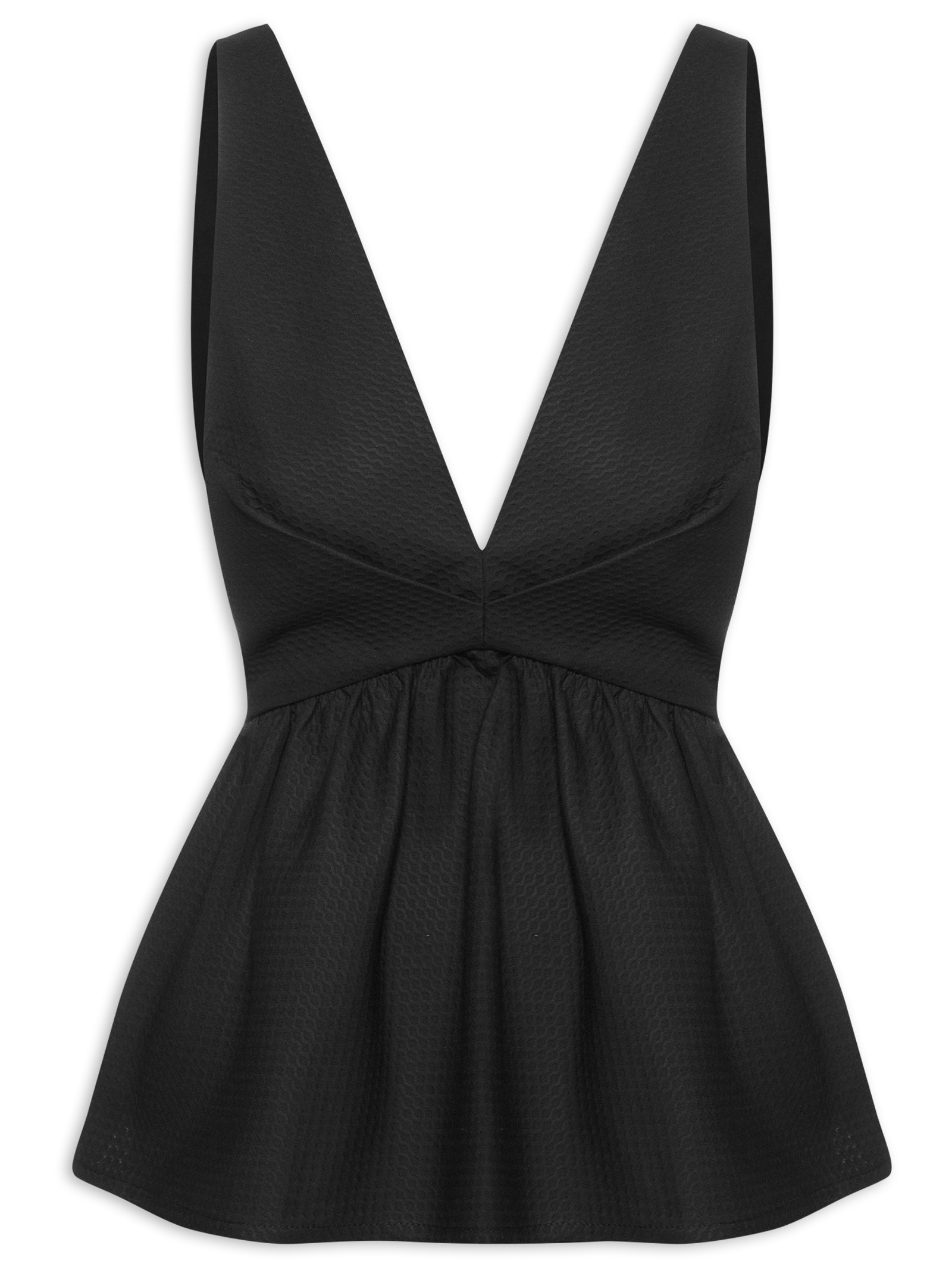 Animale - Top Peplum Piquet - Preto