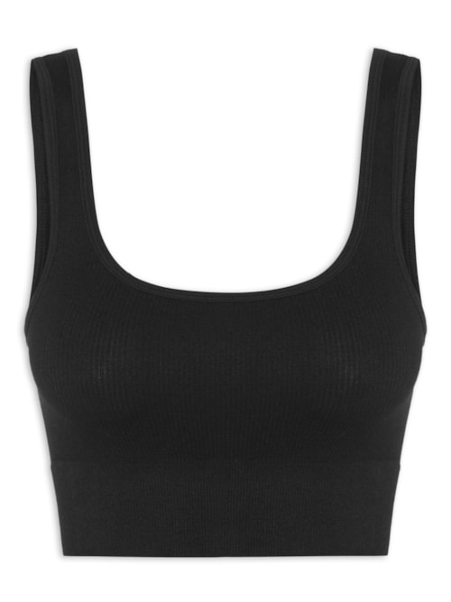 Top Poliamida Canelado - Preto