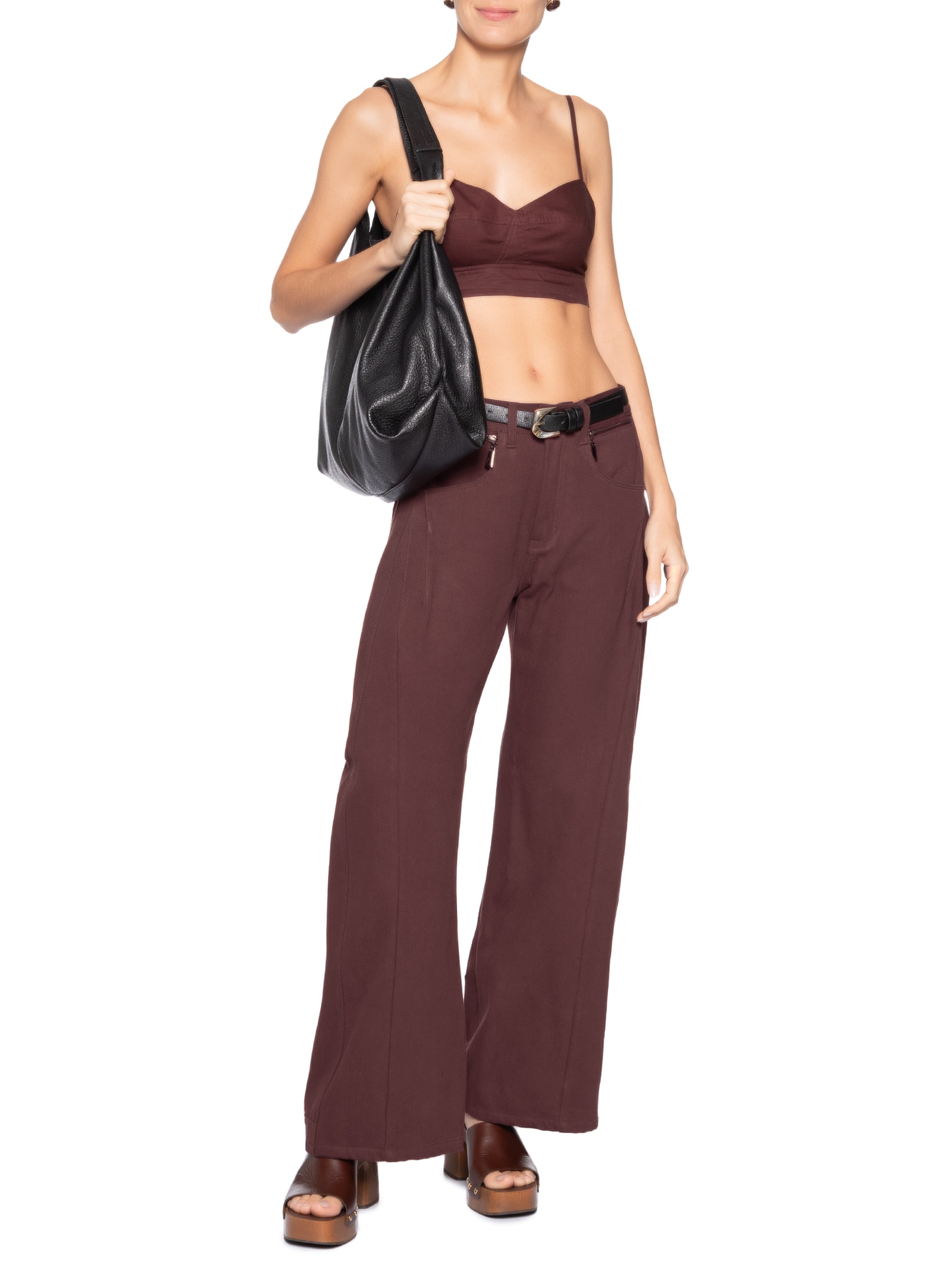 Top Recortes Boho Marrom Animale