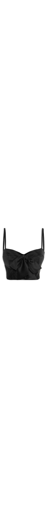 Top Renda E Laço - Preto