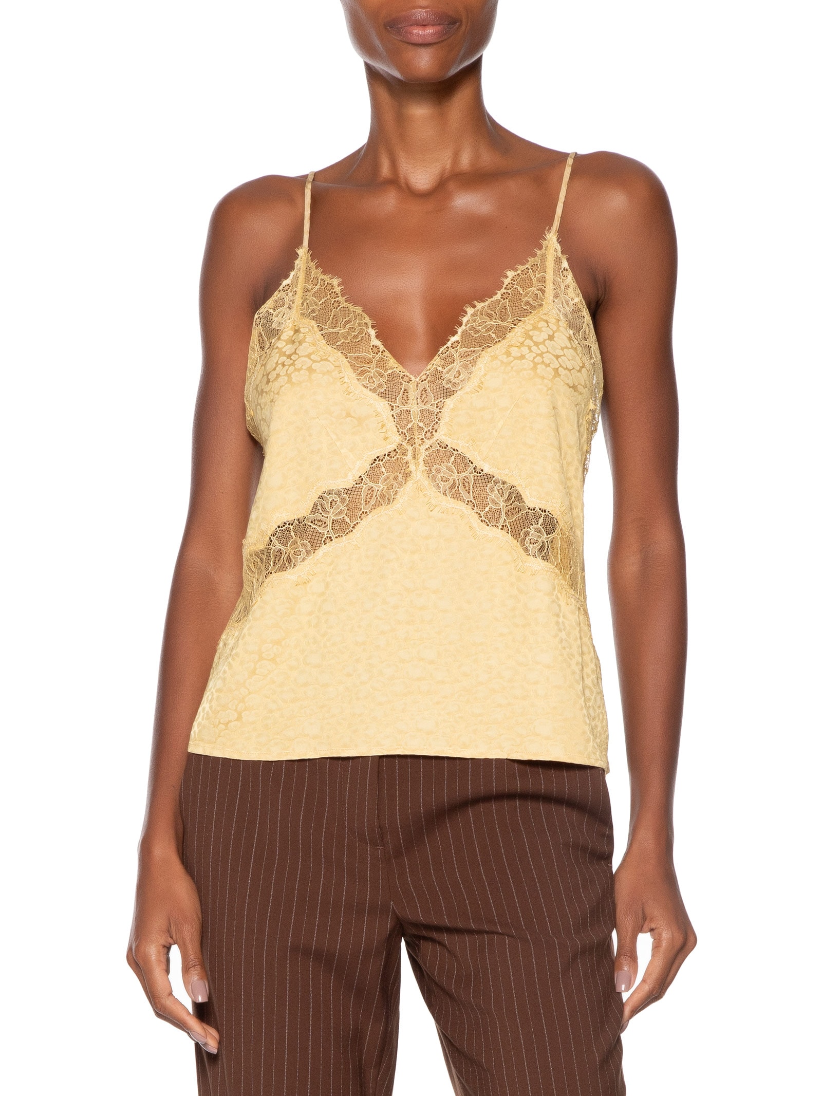 Top Renda Jacquard Amarelo Animale