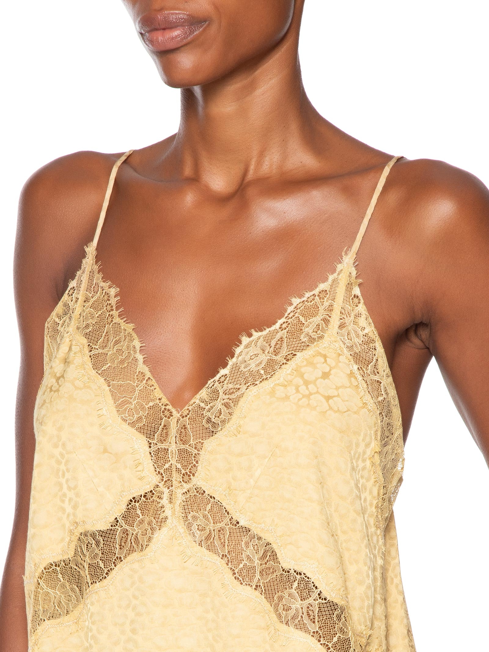 Top Renda Jacquard Amarelo Animale