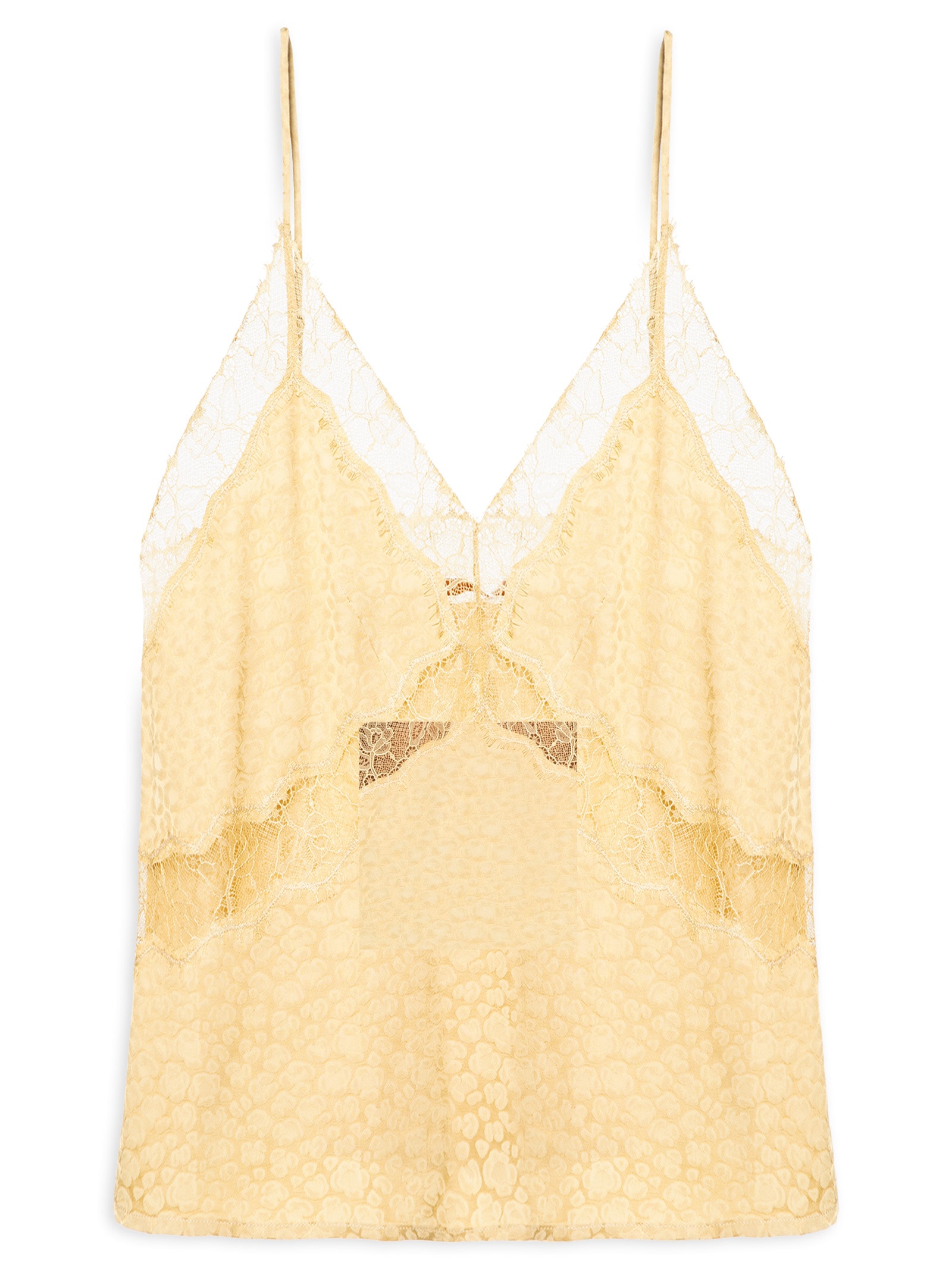 Top Renda Jacquard Amarelo Animale