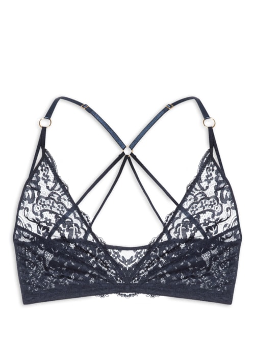 Top Renda Oliva - Azul