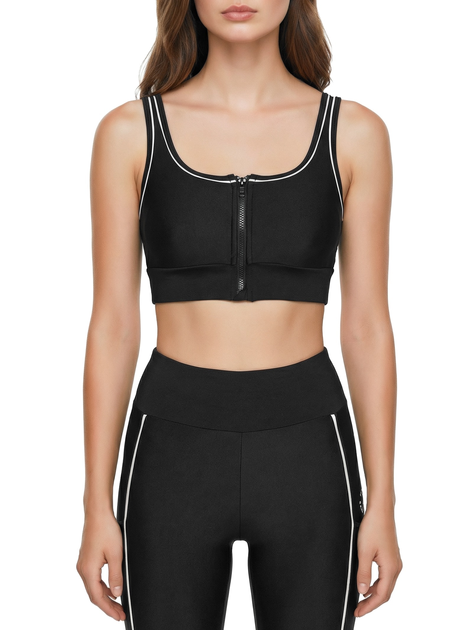 Top Reta Alça Reta Liso Preto Body For Sure