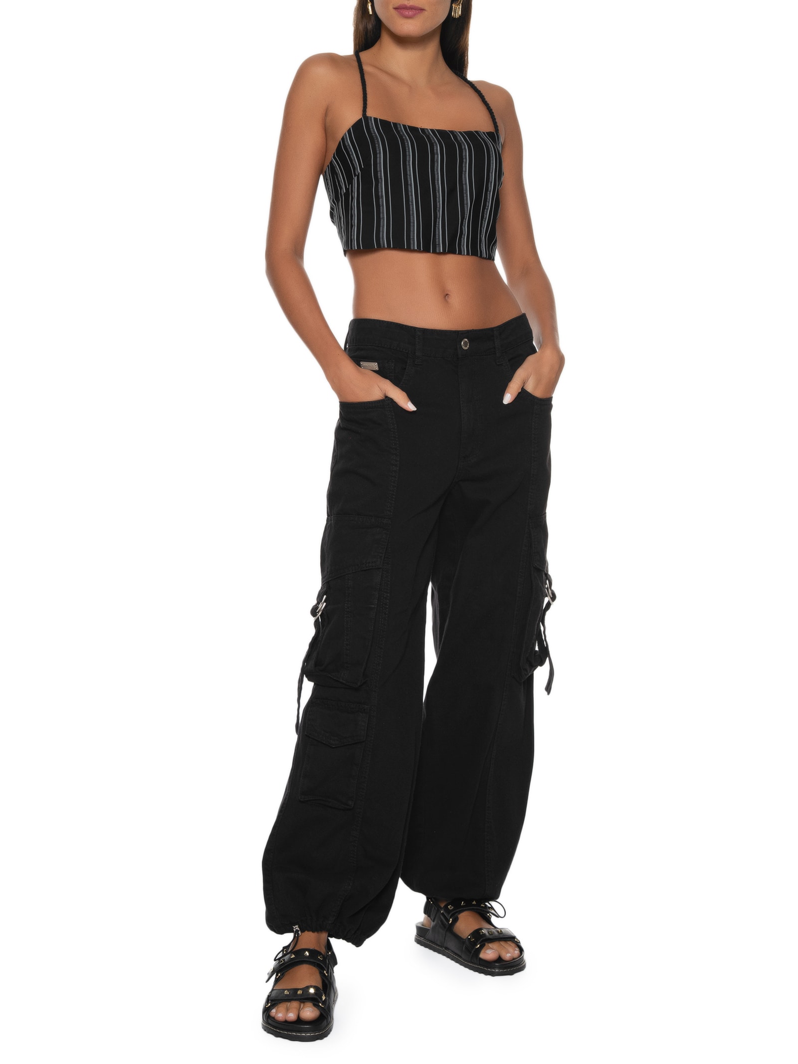 Top Reto Amarração Costas Preto Market 33