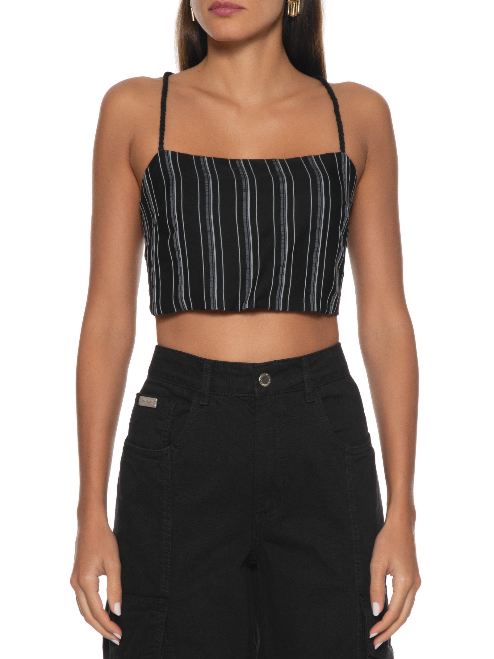 Top Reto Amarração Costas Preto Market 33