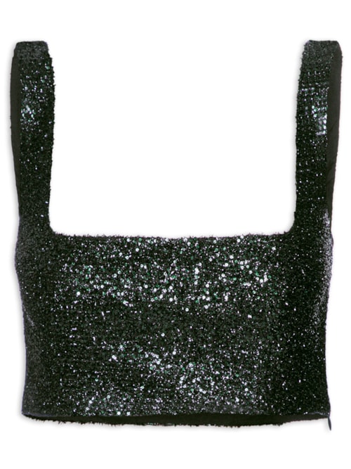 Top Reto De Paetê - Verde