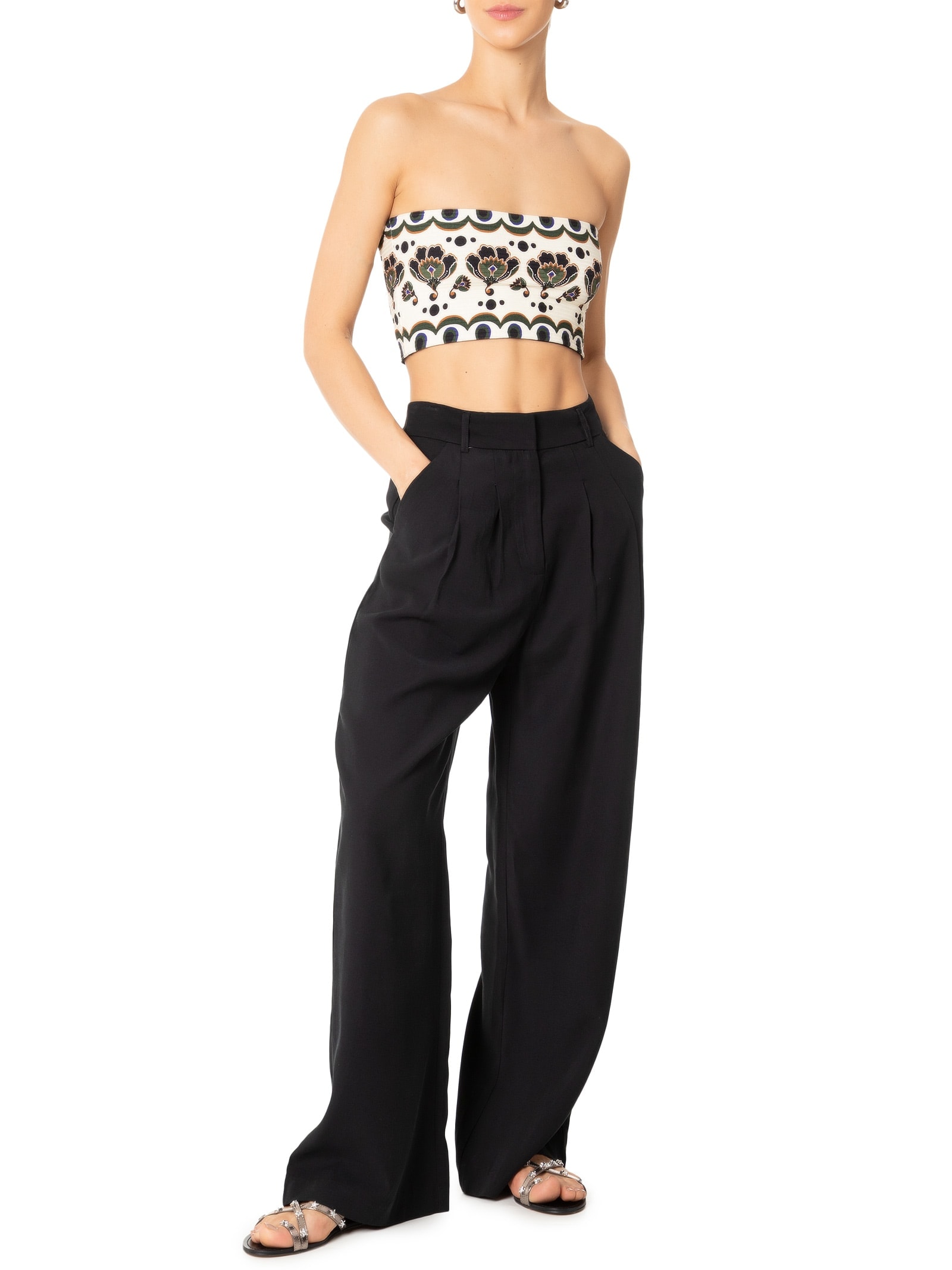 Top Reto Floral Arabasque Bege Farm