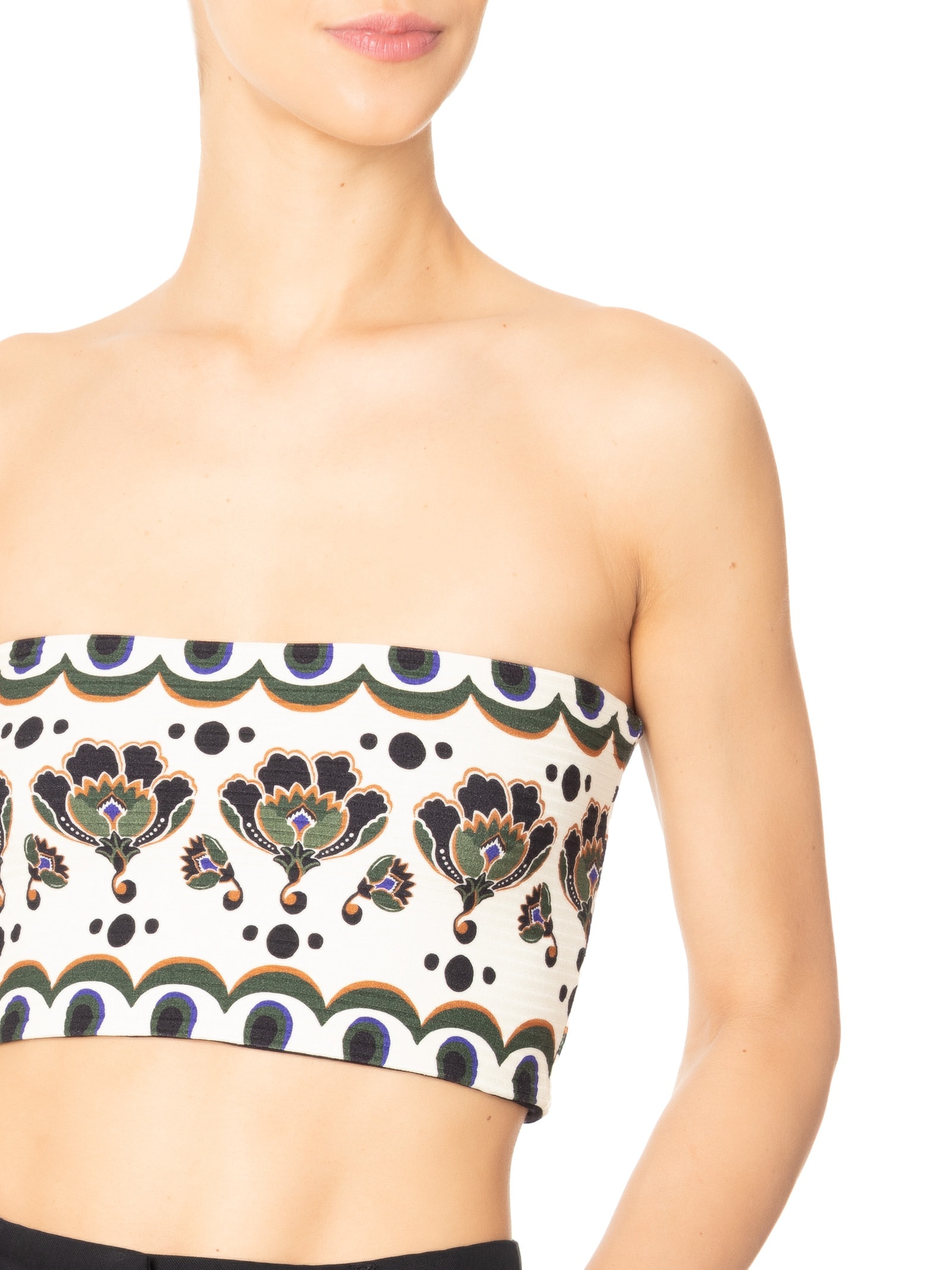 Top Reto Floral Arabasque Bege Farm