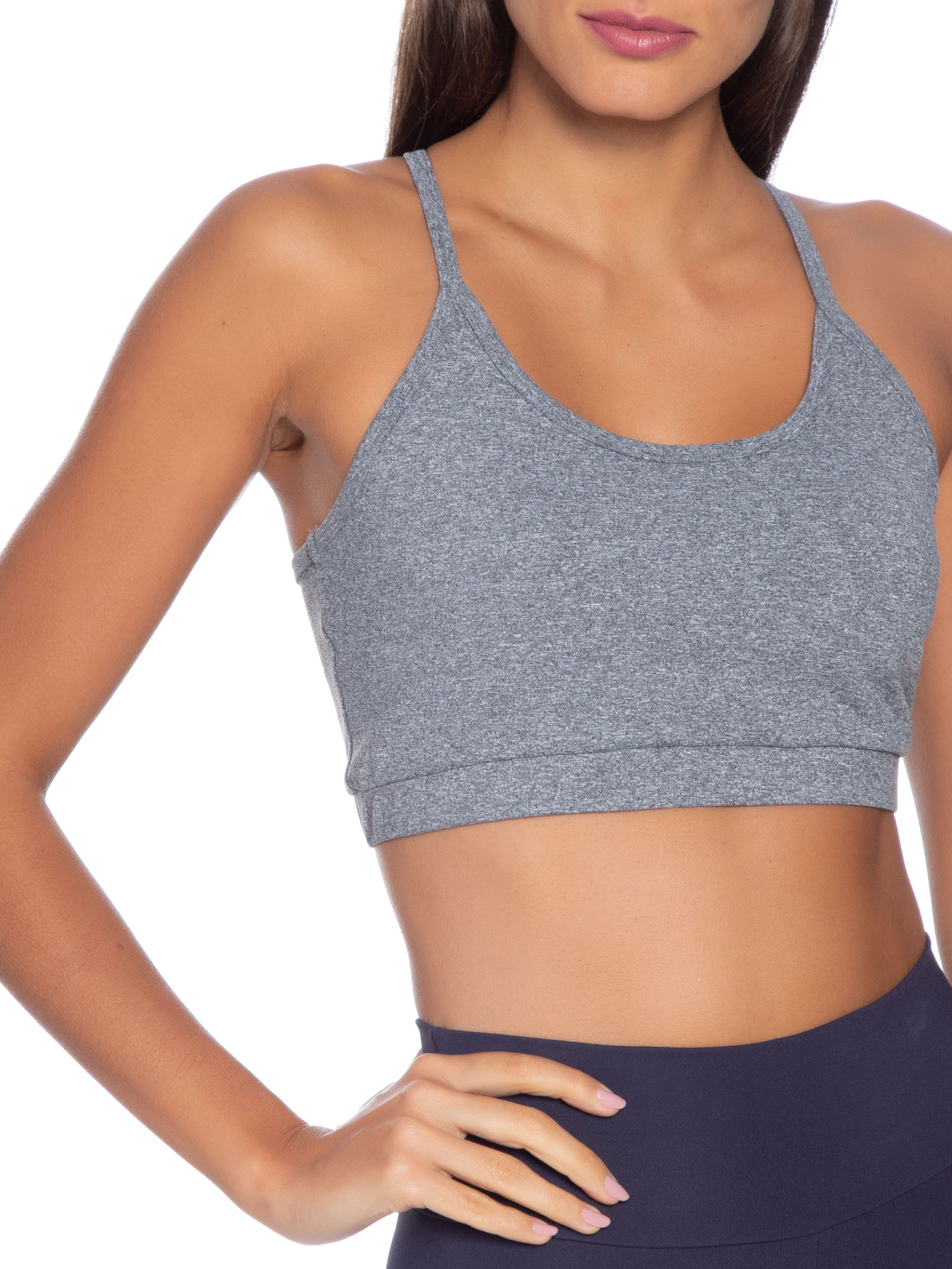 Top Reto Liso Cinza Basiq