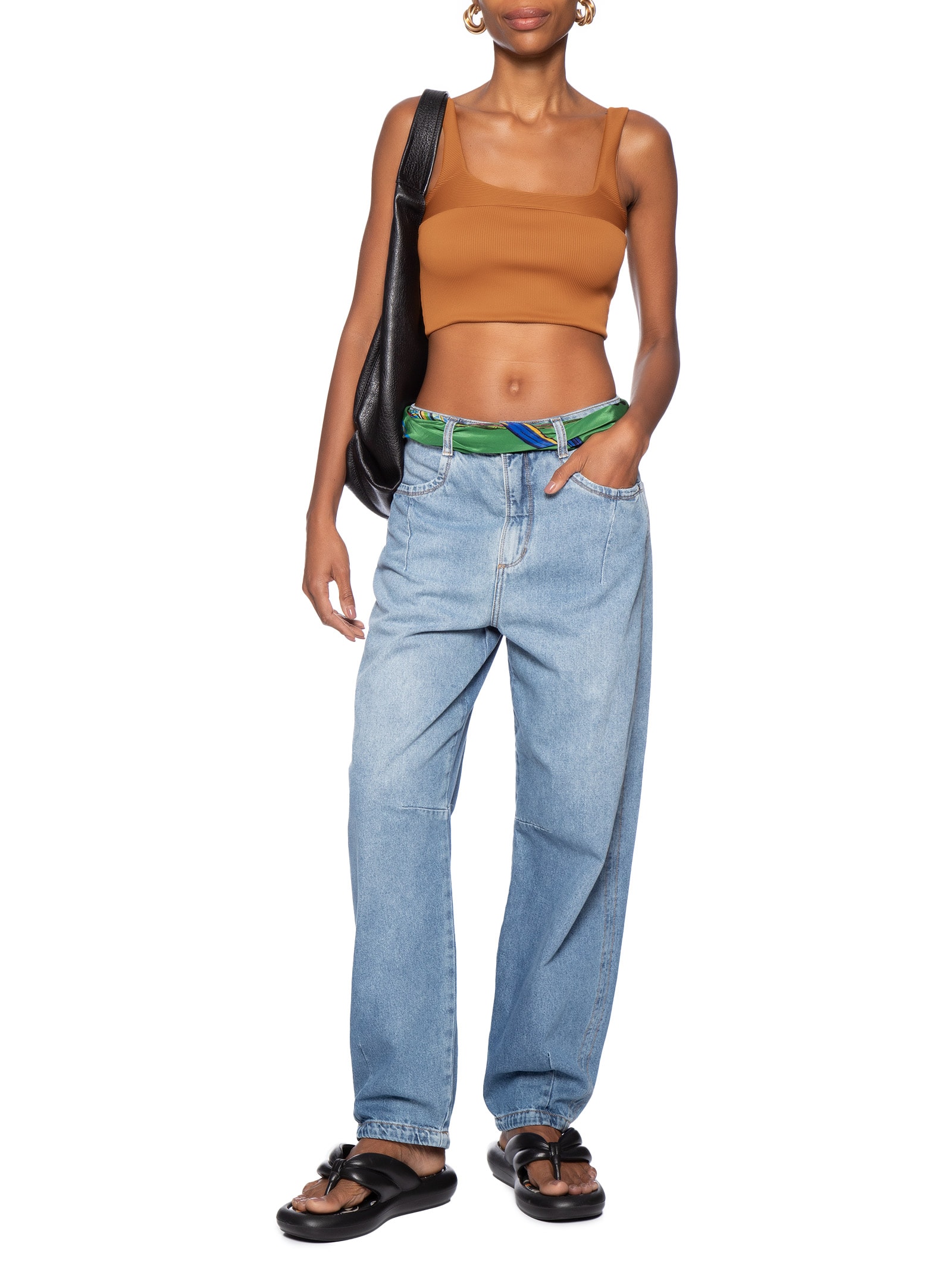 Top Reto Recorte Nervura Marrom Farm