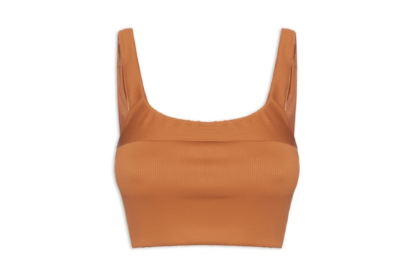 Top Reto Recorte Nervura - Marrom