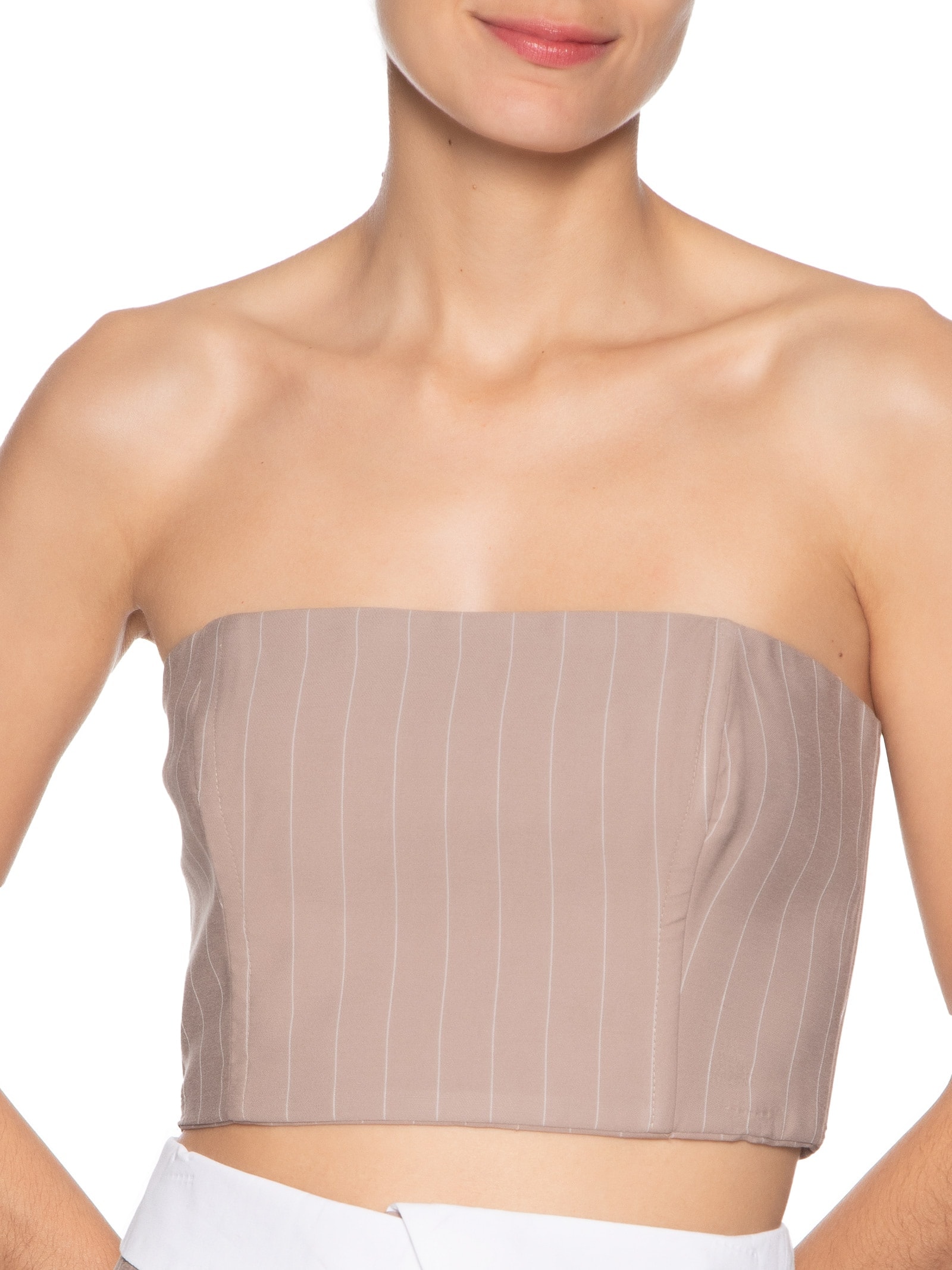 Top Risca De Giz Sem Alça Cinza Dress To