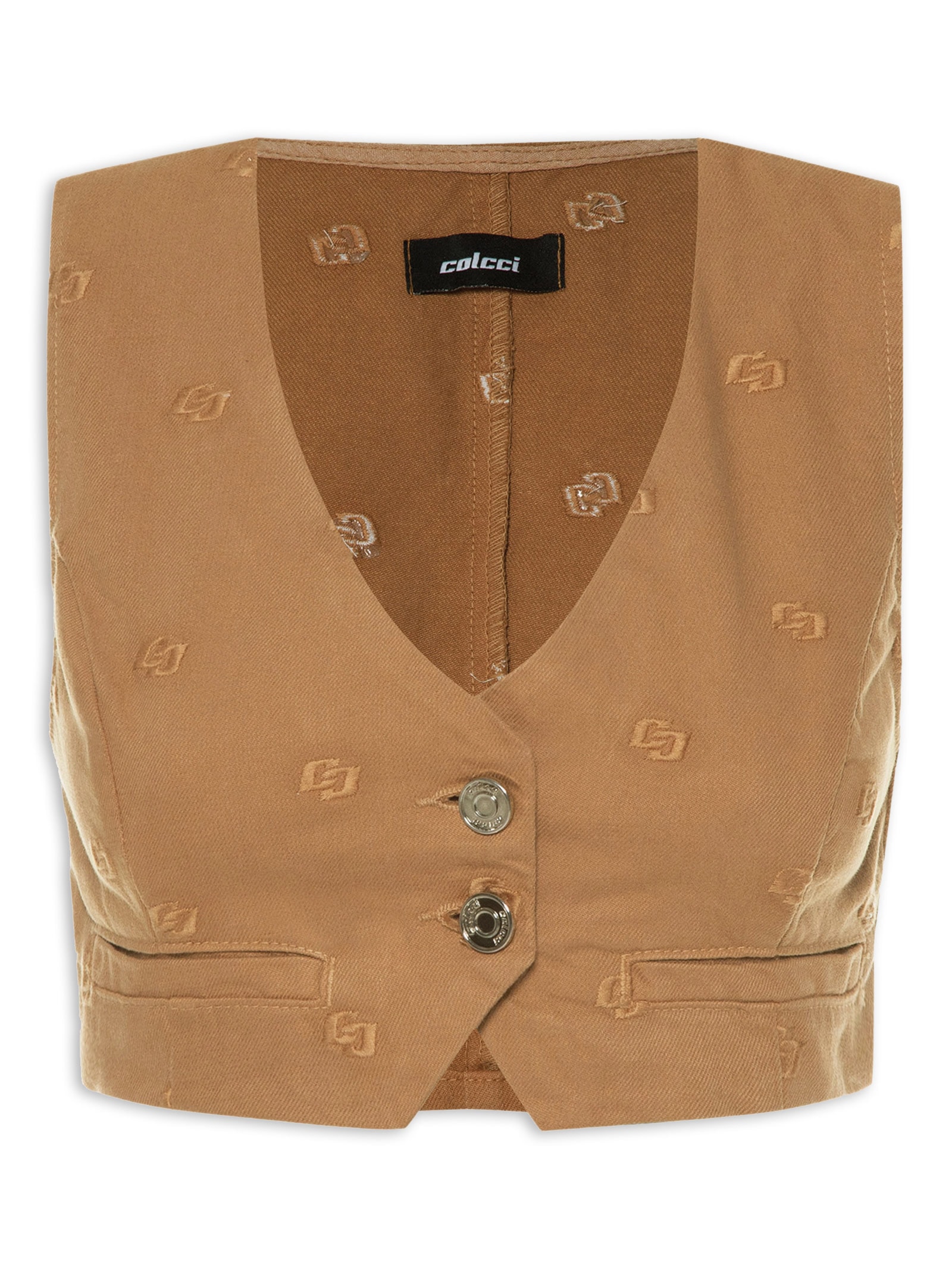 Top Sarja Bordado Marrom Colcci