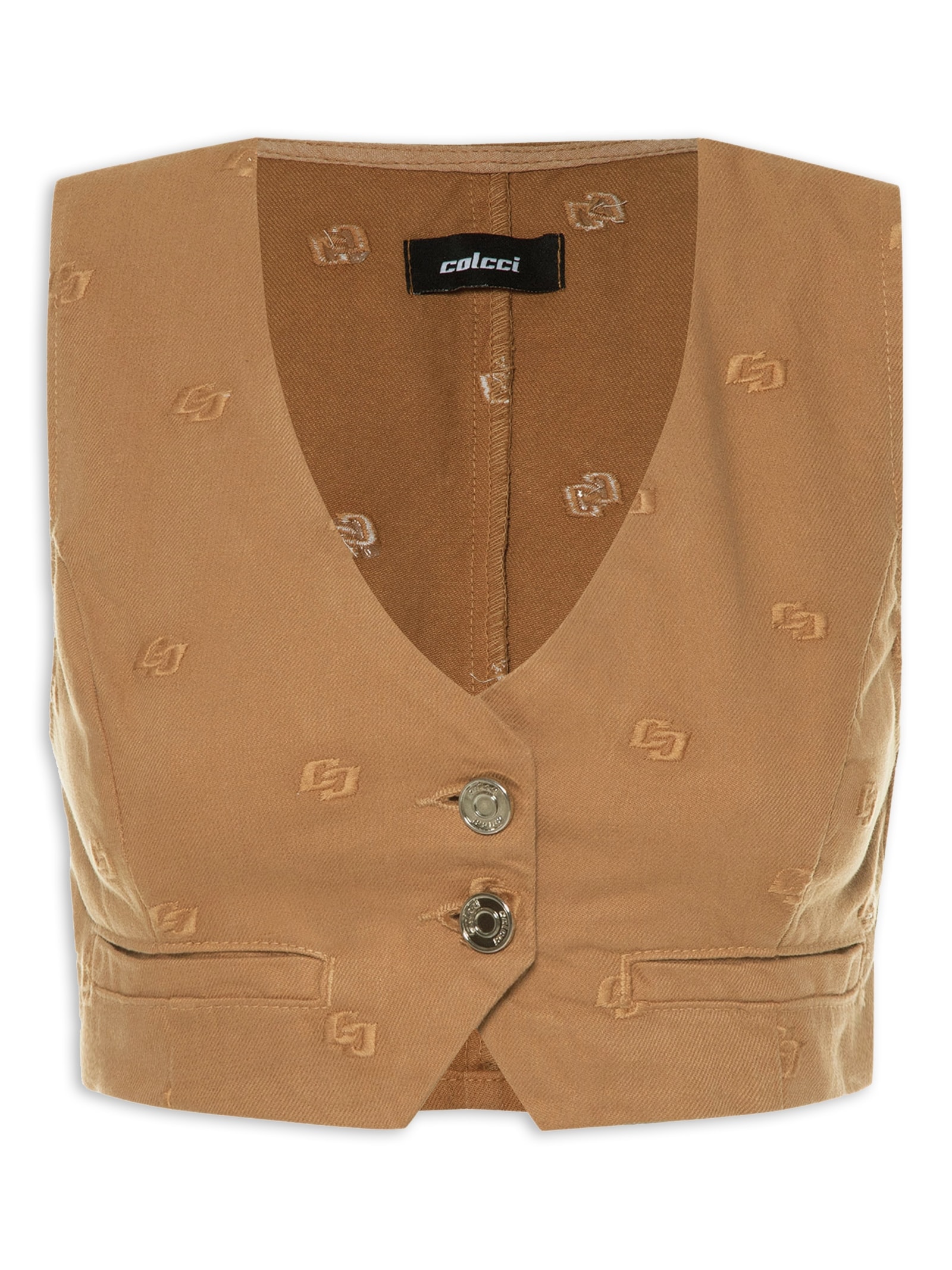 Top Sarja Bordado Marrom Colcci