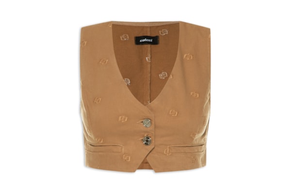 Top Sarja Bordado - Marrom