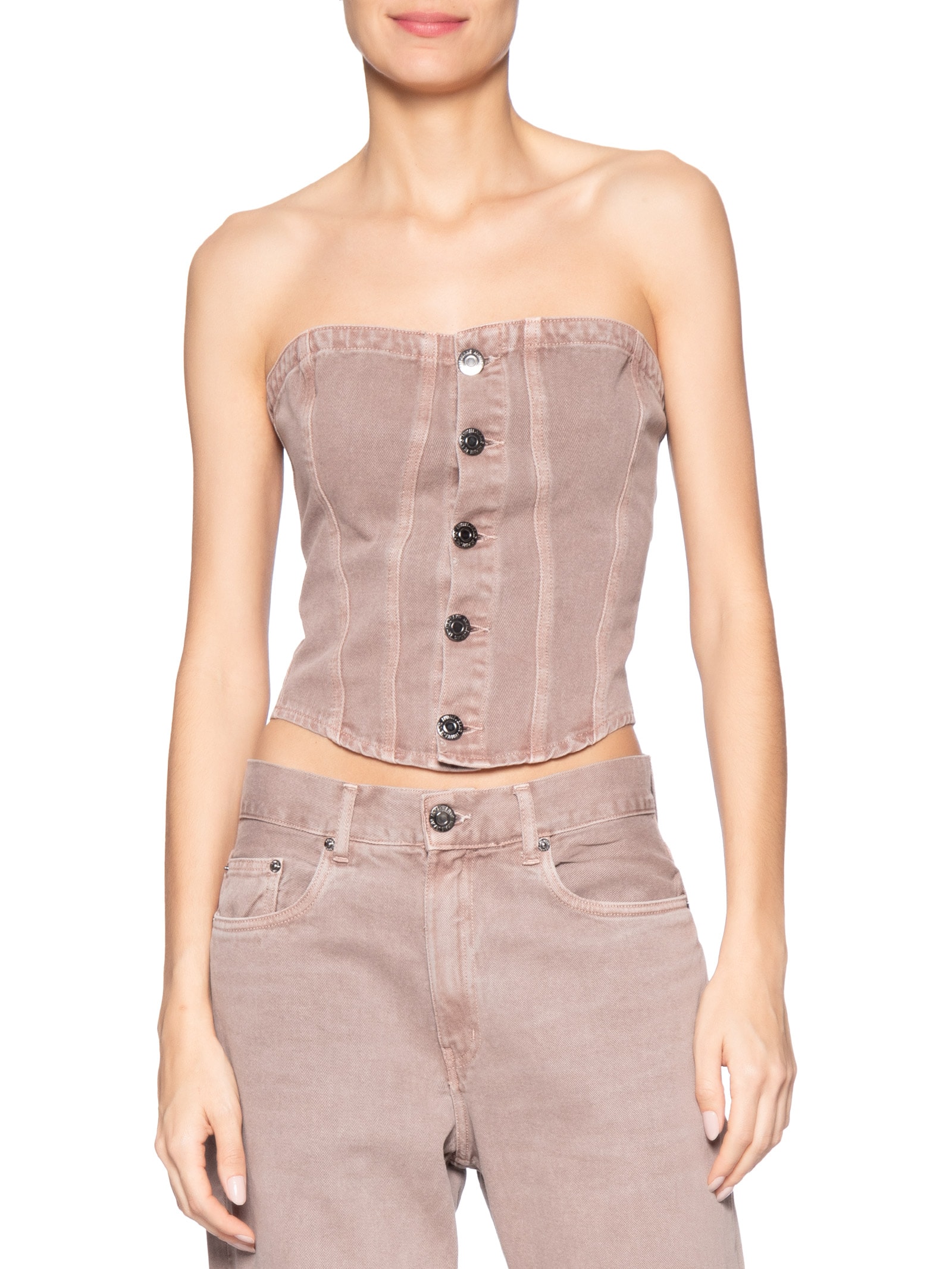 Top Sarja Decote Reto Com Lastex Rosa Animale Jeans