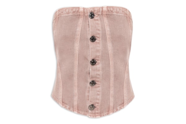 Top Sarja Decote Reto Com Lastex - Rosa