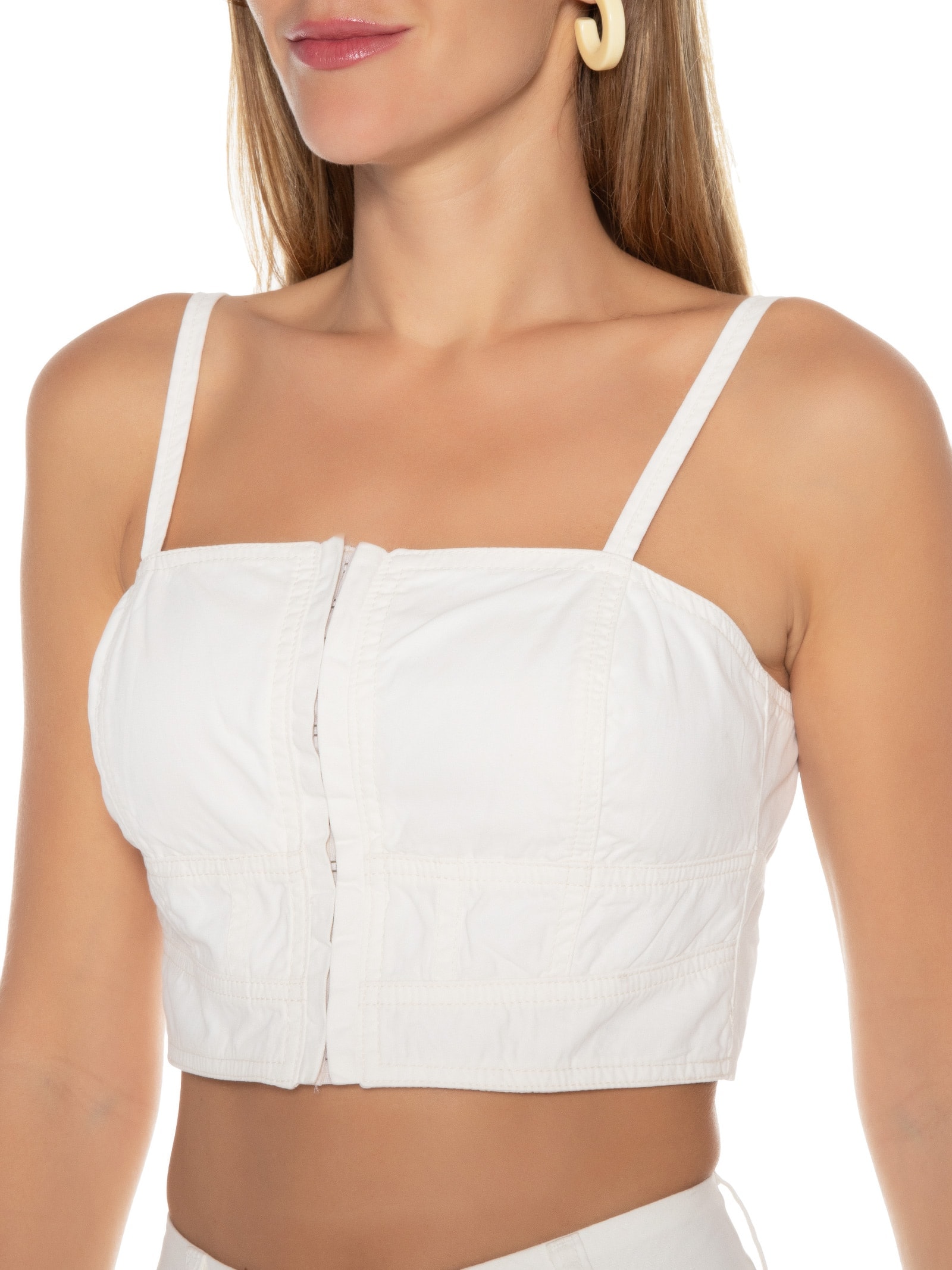 Top Sarja Pespontos Off White Dress To
