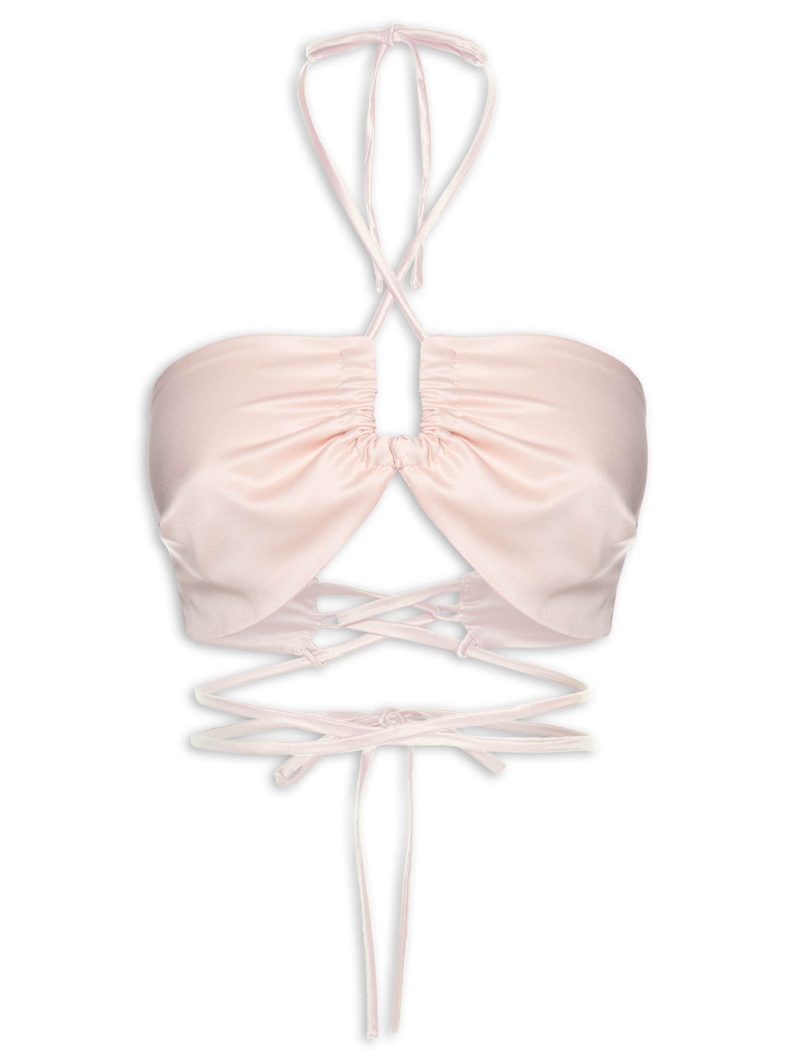 Top Satin Amarração Bege Market 33