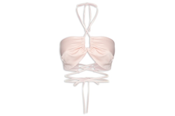 Top Satin Amarração - Bege
