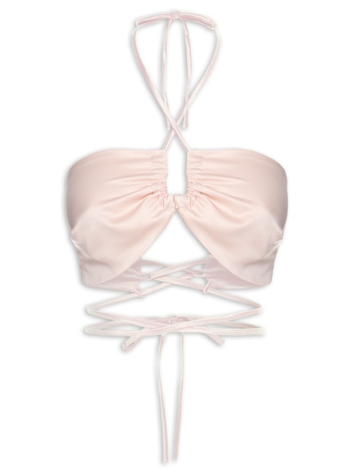 Top Satin Amarração - Bege