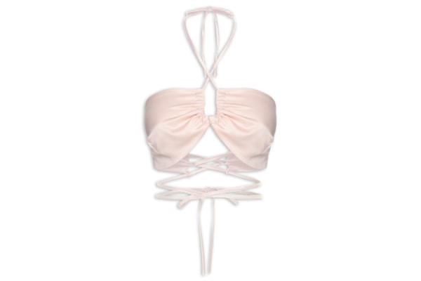 Top Satin Amarração - Bege