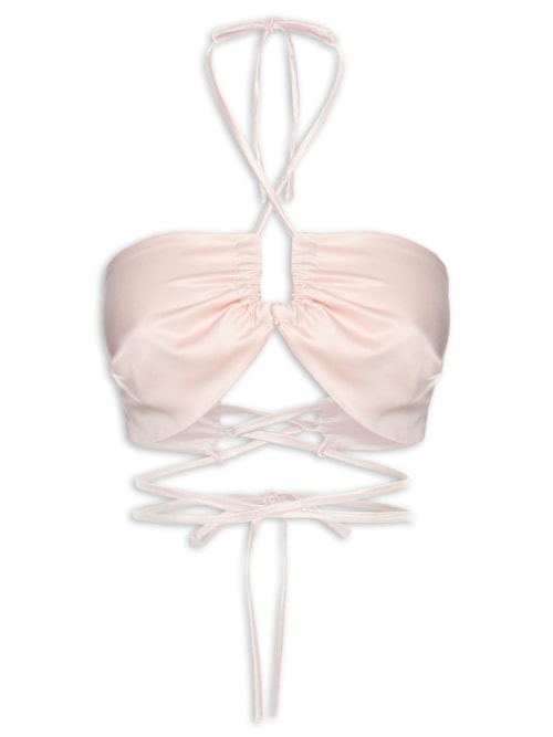 Top Satin Amarração – Bege