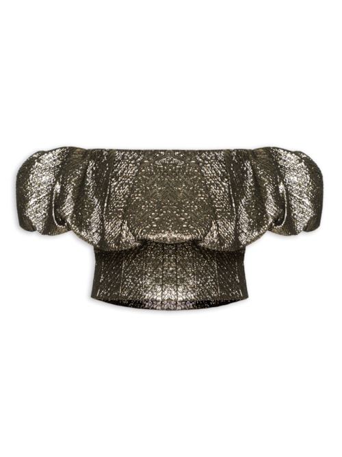 Top Sem Alça Com Textura Metálica – Dourado