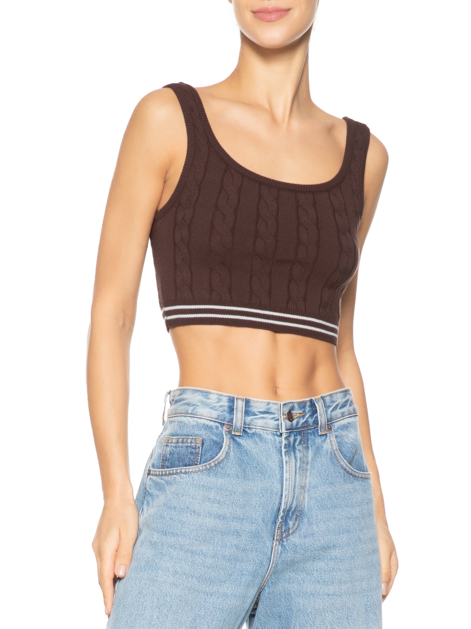Top Slim Uc Basic Tricot Marrom  Fila
