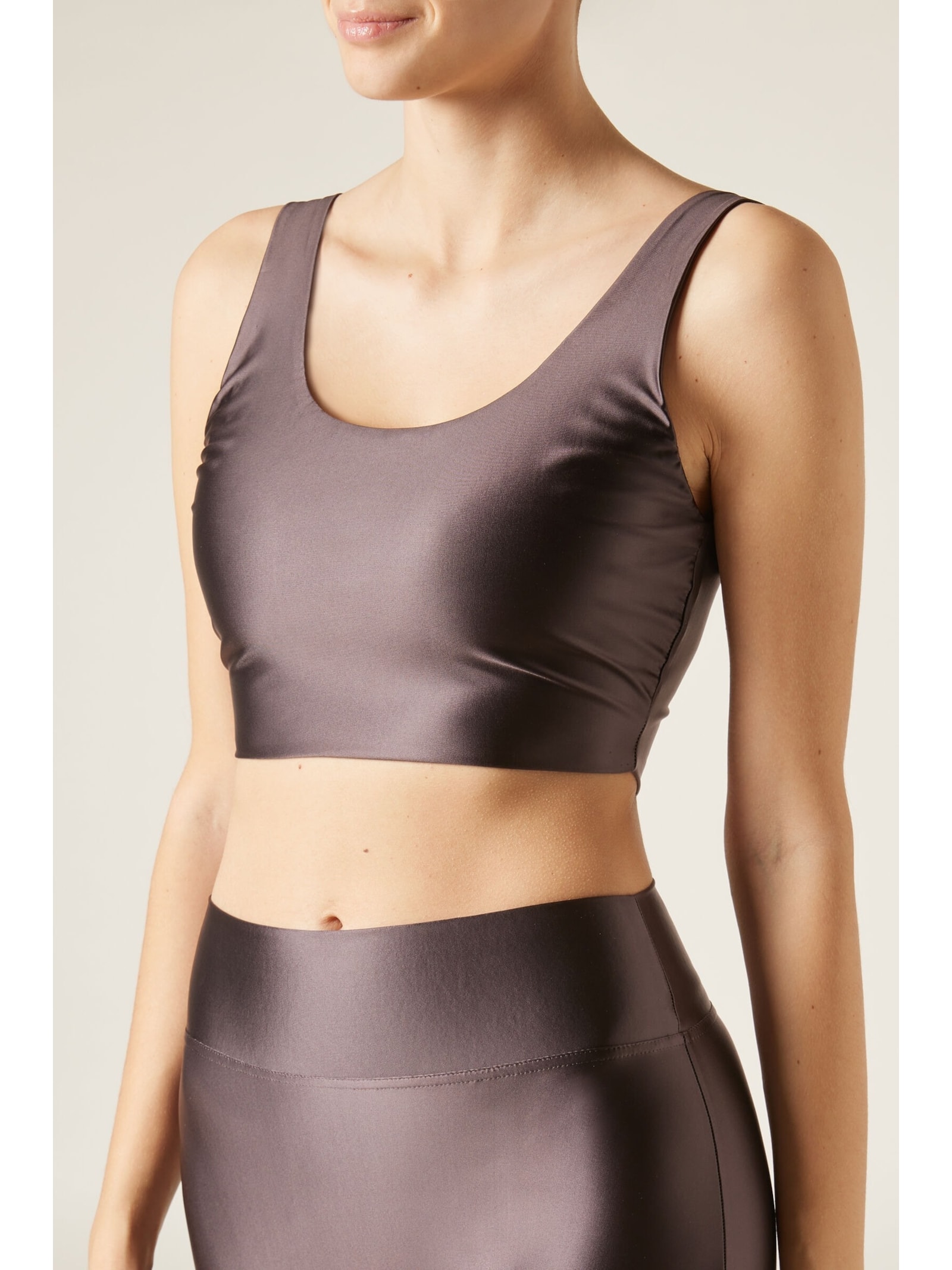 Top Superbrilhante Acetinado Marrom Calzedonia