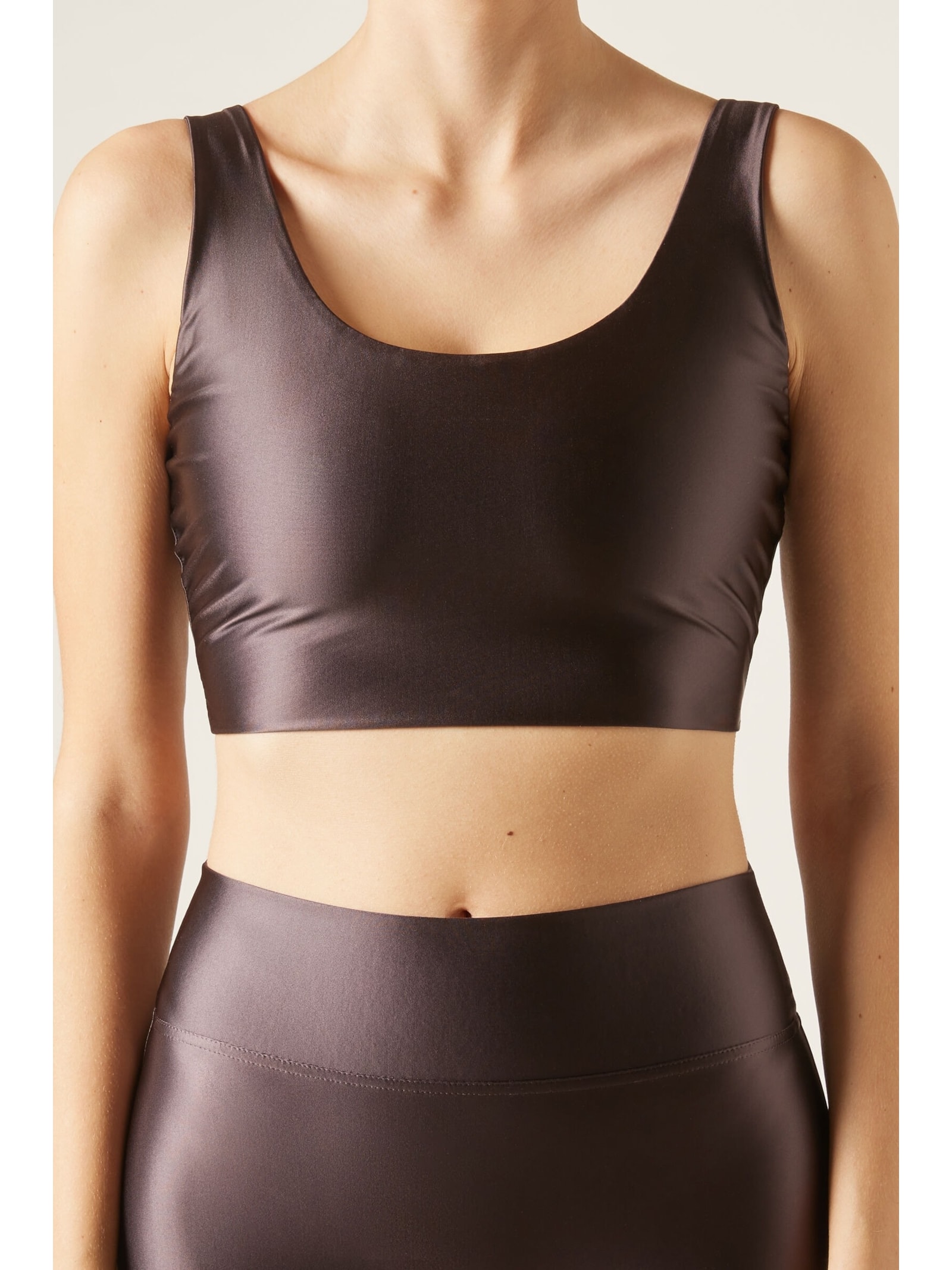 Top Superbrilhante Acetinado Marrom Calzedonia