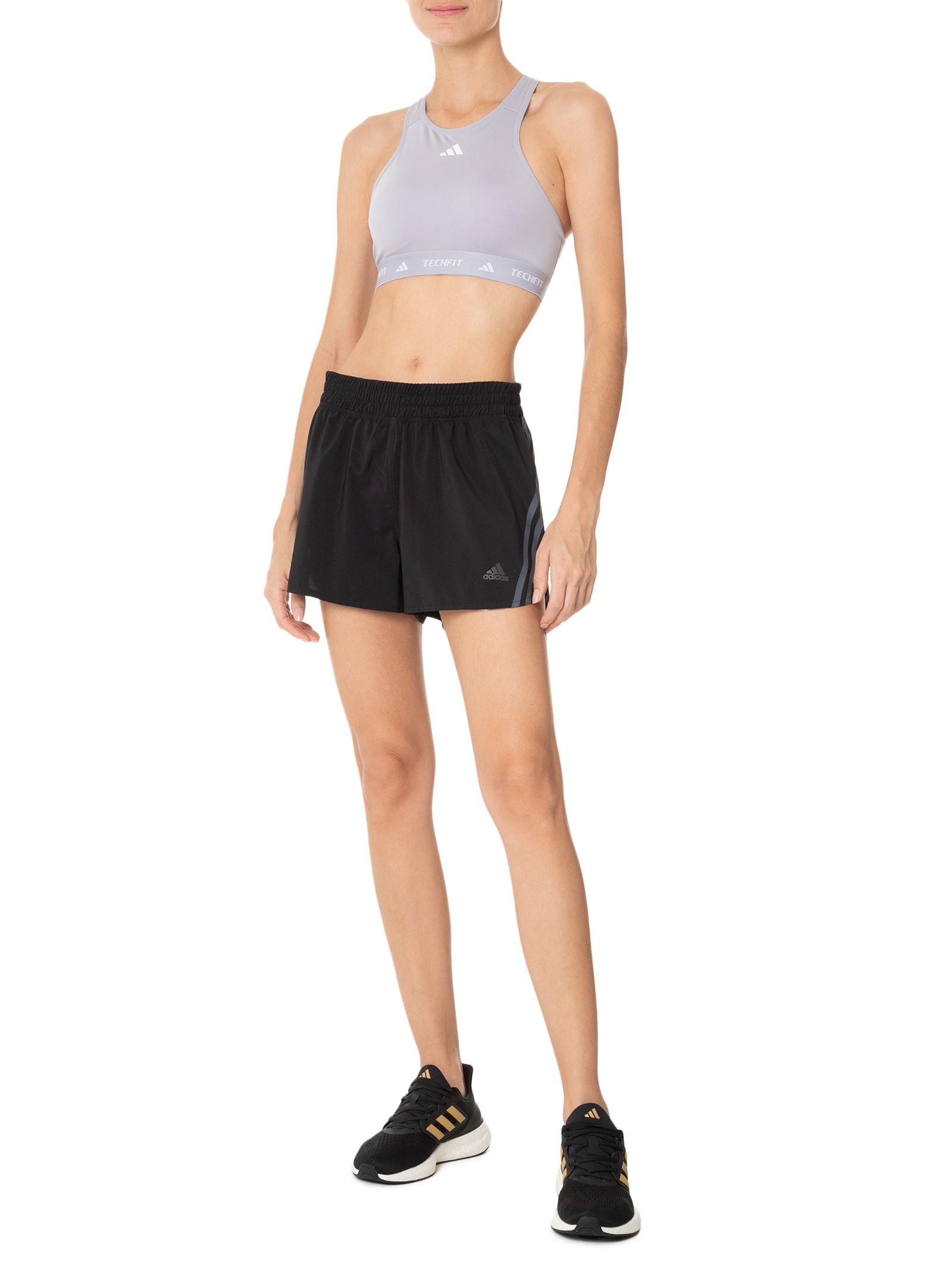 Adidas - Top Techfit Suporte Médio - Cinza