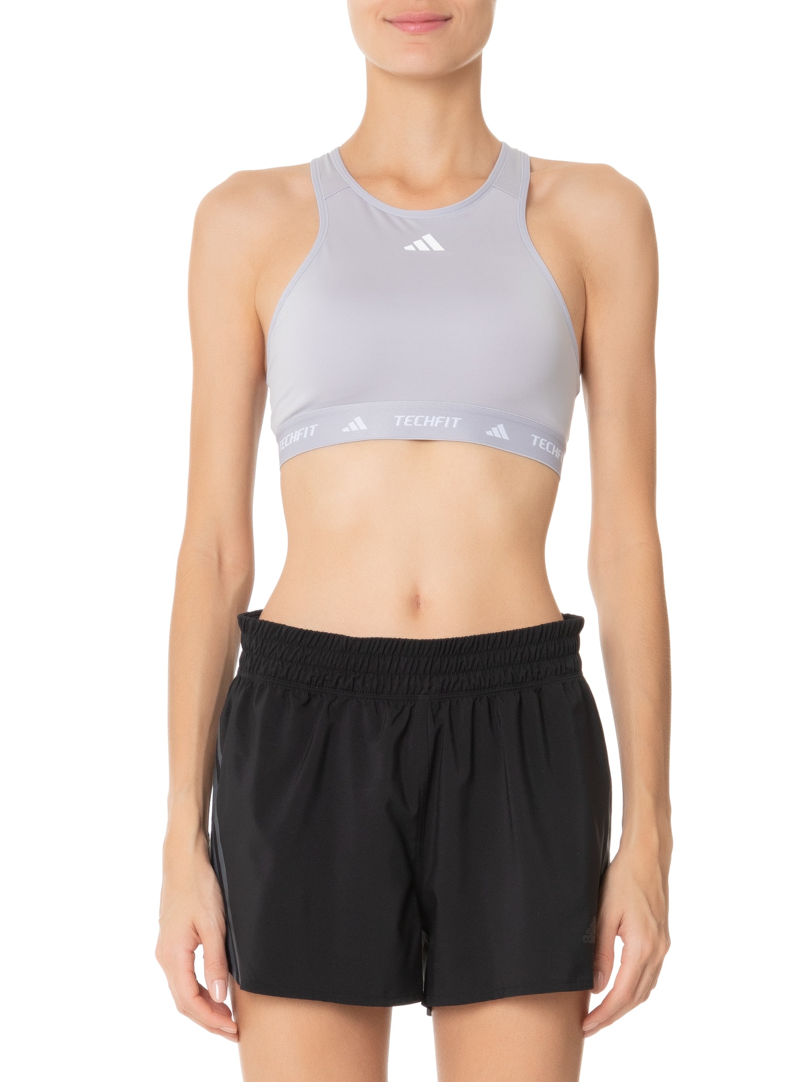 Adidas - Top Techfit Suporte Médio - Cinza