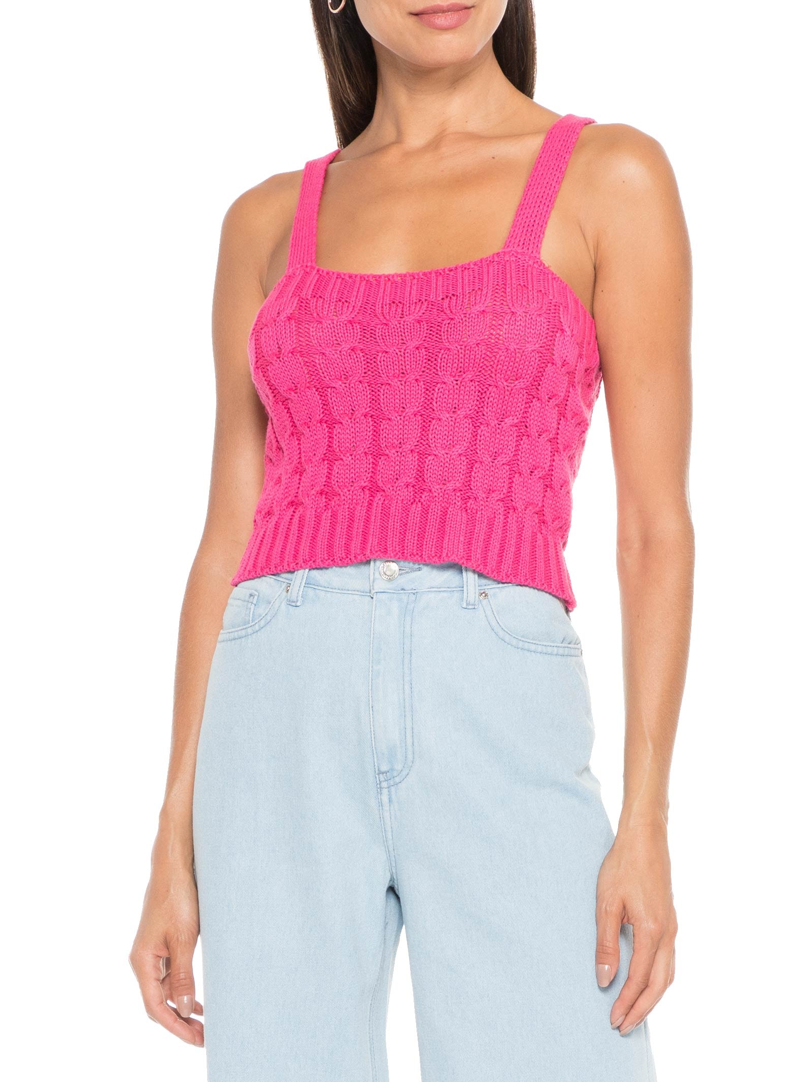 Top Trança Tricot Rosa Canal