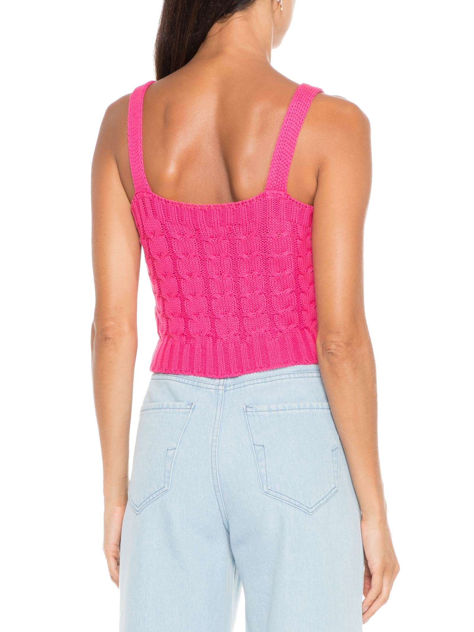 Top Trança Tricot Rosa Canal