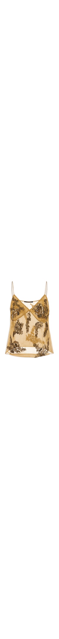 Top Transparente Com Bordado - Marrom
