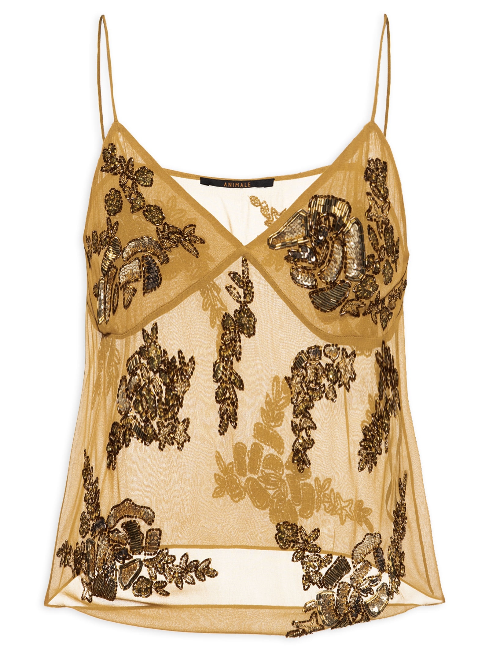 Top Transparente Com Bordado Marrom Animale