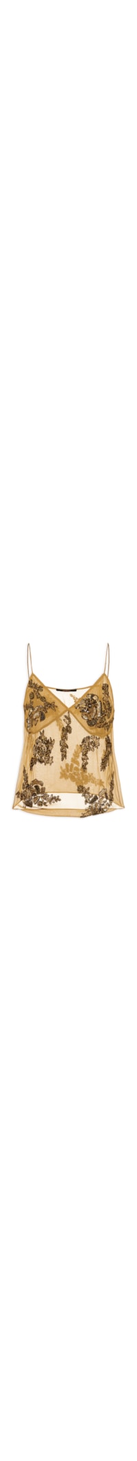 Top Transparente Com Bordado - Marrom