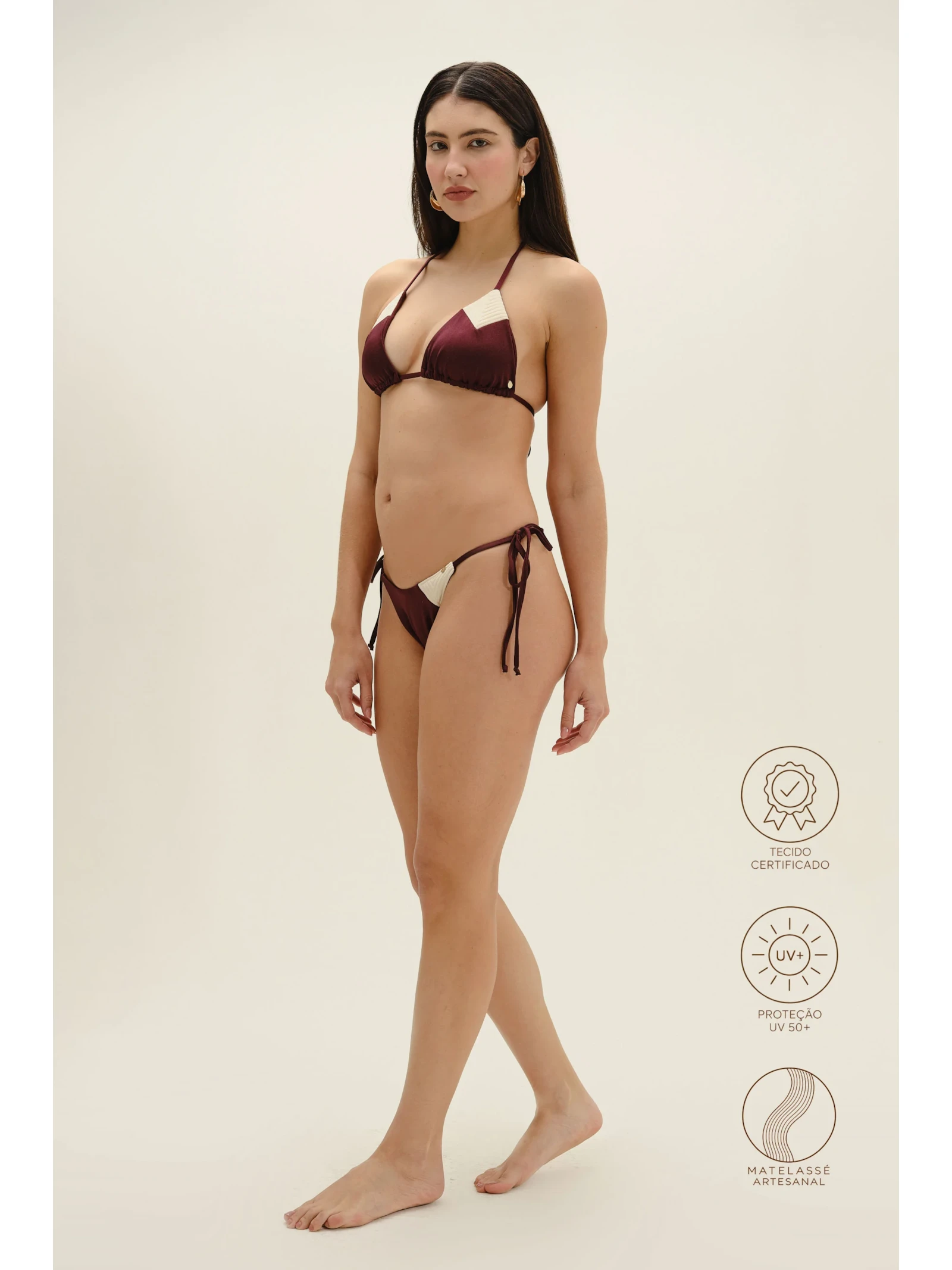 Top Triângulo Contour Cabernet Vermelho Suntime